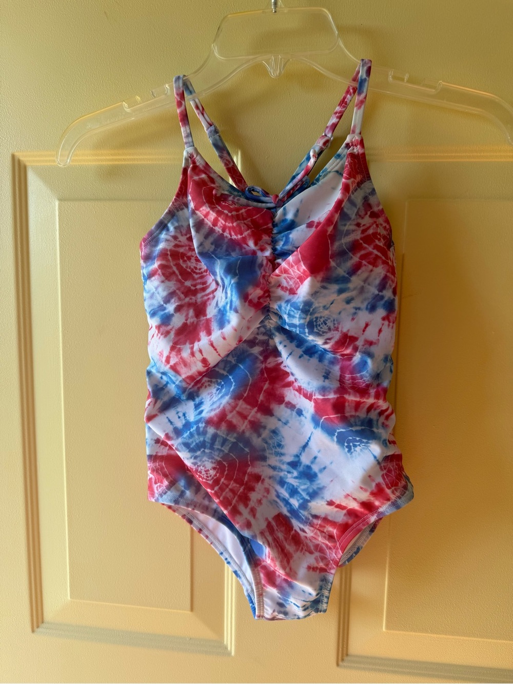 Cat & Jack Red and Blue Tie-Dye Swimwear Top
